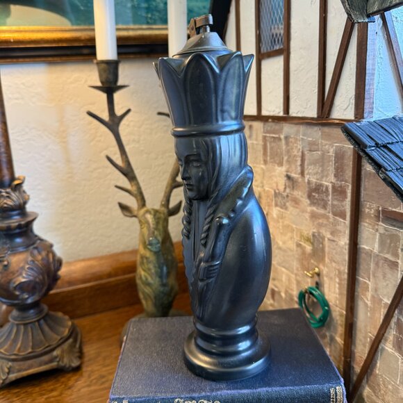 Tall Vintage Cigar Lighter Matt black & Brass Queen Chess Piece - Picture 15 of 16